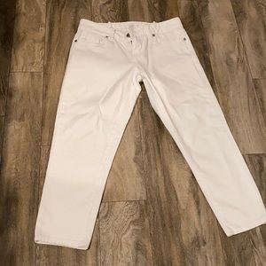 White skinny velvet heart pants.
